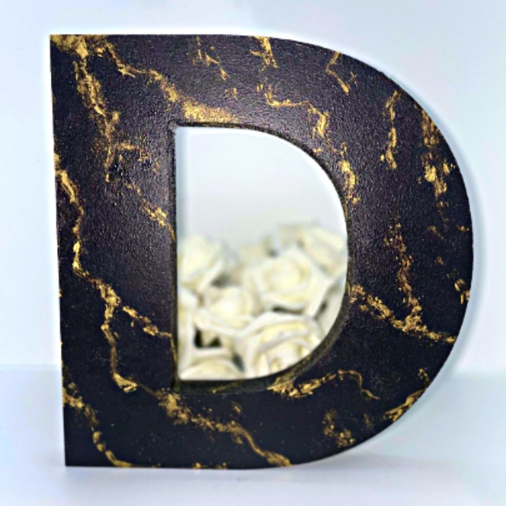Black & Gold Marble Effect Letter - KLC Creation