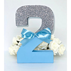 Blue & Silver Birthday Age Number Prop - KLC Creation