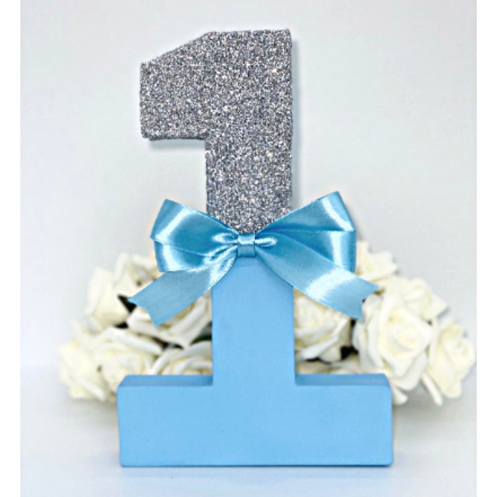 Blue & Silver Birthday Age Number Prop - KLC Creation
