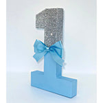 Load image into Gallery viewer, Blue &amp; Silver Birthday Age Number Prop - KLC Creation
