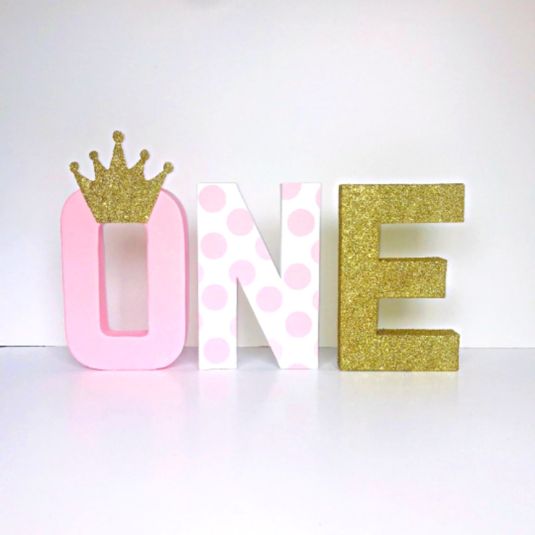 Pink & Gold Princess ONE Letters - KLC Creation