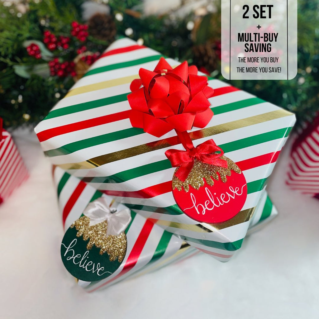 Set of Believe Christmas Bauble Decorations - KLC Creation