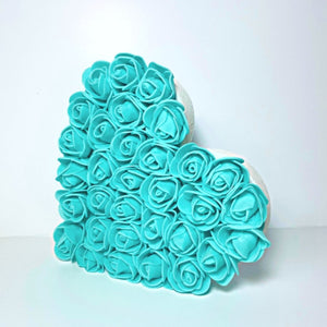 Turquoise Foam Rose Flower Freestanding Heart