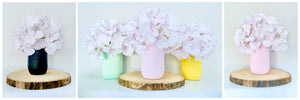 Handmade Decorative Glass Mason Jars. Hand painted and Glittered.