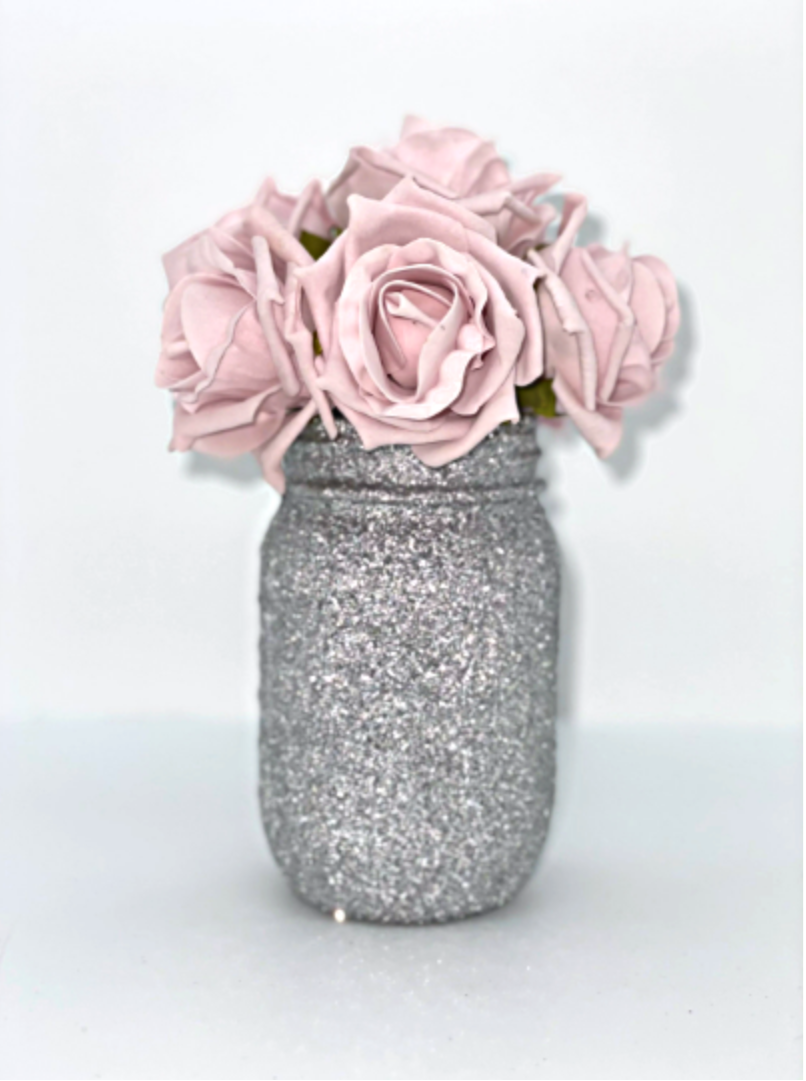 Silver Glitter Mason Jar