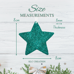 Load image into Gallery viewer, Set of Teal Glitter Star Decorations
