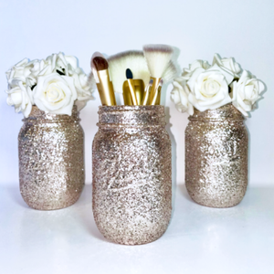 Champagne Gold Mason Jar Centrepiece
