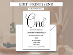 Load image into Gallery viewer, Classic Black &amp; White First Birthday Digital Invitation
