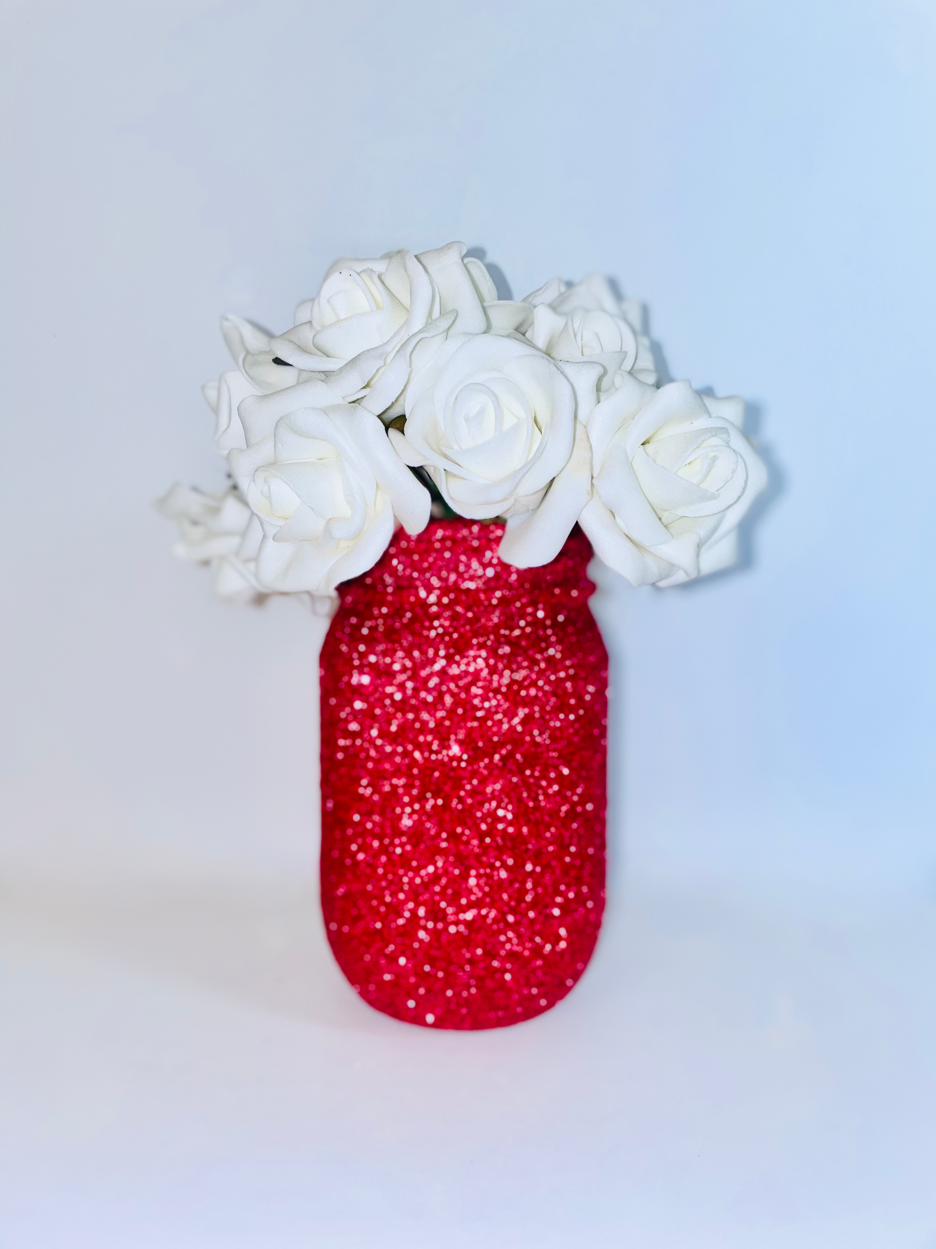 Red Glitter Mason Jar