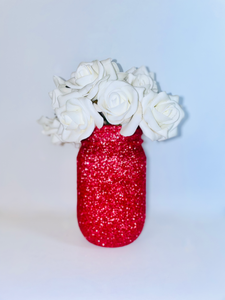 Red Glitter Mason Jar