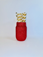 Load image into Gallery viewer, Red Glitter Mason Jar
