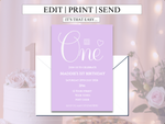 Load image into Gallery viewer, Mauve 1st Birthday Invitation Template
