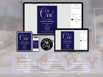 Load image into Gallery viewer, Navy Blue First Birthday Invite Template
