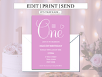 Load image into Gallery viewer, Pink 1st Birthday Digital Invitation Template
