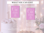 Load image into Gallery viewer, Pink 1st Birthday Digital Invitation Template
