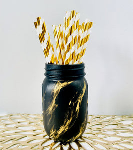 Black & Gold Mason Jar - KLC Creation