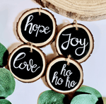 Load image into Gallery viewer, Black &amp; White Christmas Log Slice Decorations - KLC Creation
