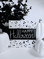 Load image into Gallery viewer, Black &amp; White Happy Halloween Square Sign - KLC Creation
