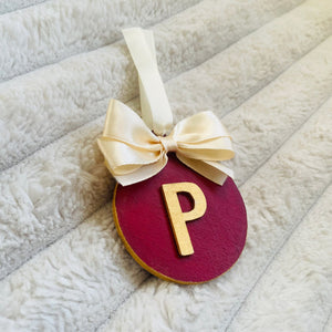 Burgundy & Gold Initial Christmas Decoration - KLC Creation