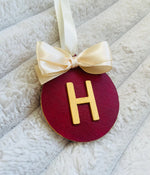 Load image into Gallery viewer, Burgundy &amp; Gold Initial Christmas Decoration - KLC Creation
