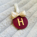 Load image into Gallery viewer, Burgundy &amp; Gold Initial Christmas Decoration - KLC Creation
