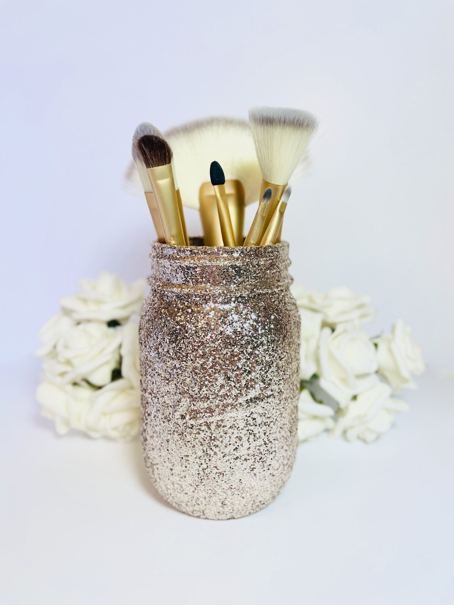Champagne Gold Mason Jar Centrepiece - KLC Creation