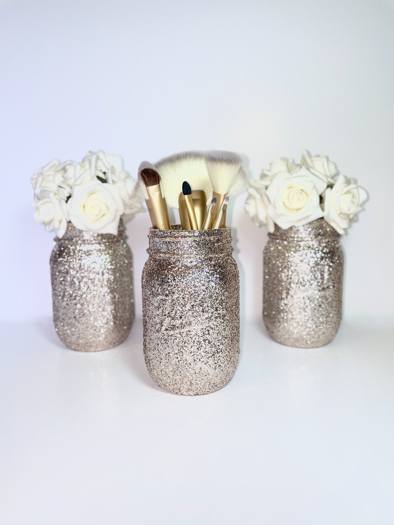Champagne Gold Mason Jar Centrepiece - KLC Creation