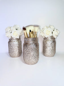 Champagne Gold Mason Jar Centrepiece - KLC Creation