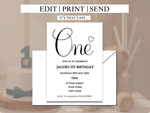 Load image into Gallery viewer, Classic Black &amp; White First Birthday Digital Invitation - KLC Creation
