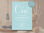 Load image into Gallery viewer, Duck Egg Blue First Birthday Digital Invite - KLC Creation
