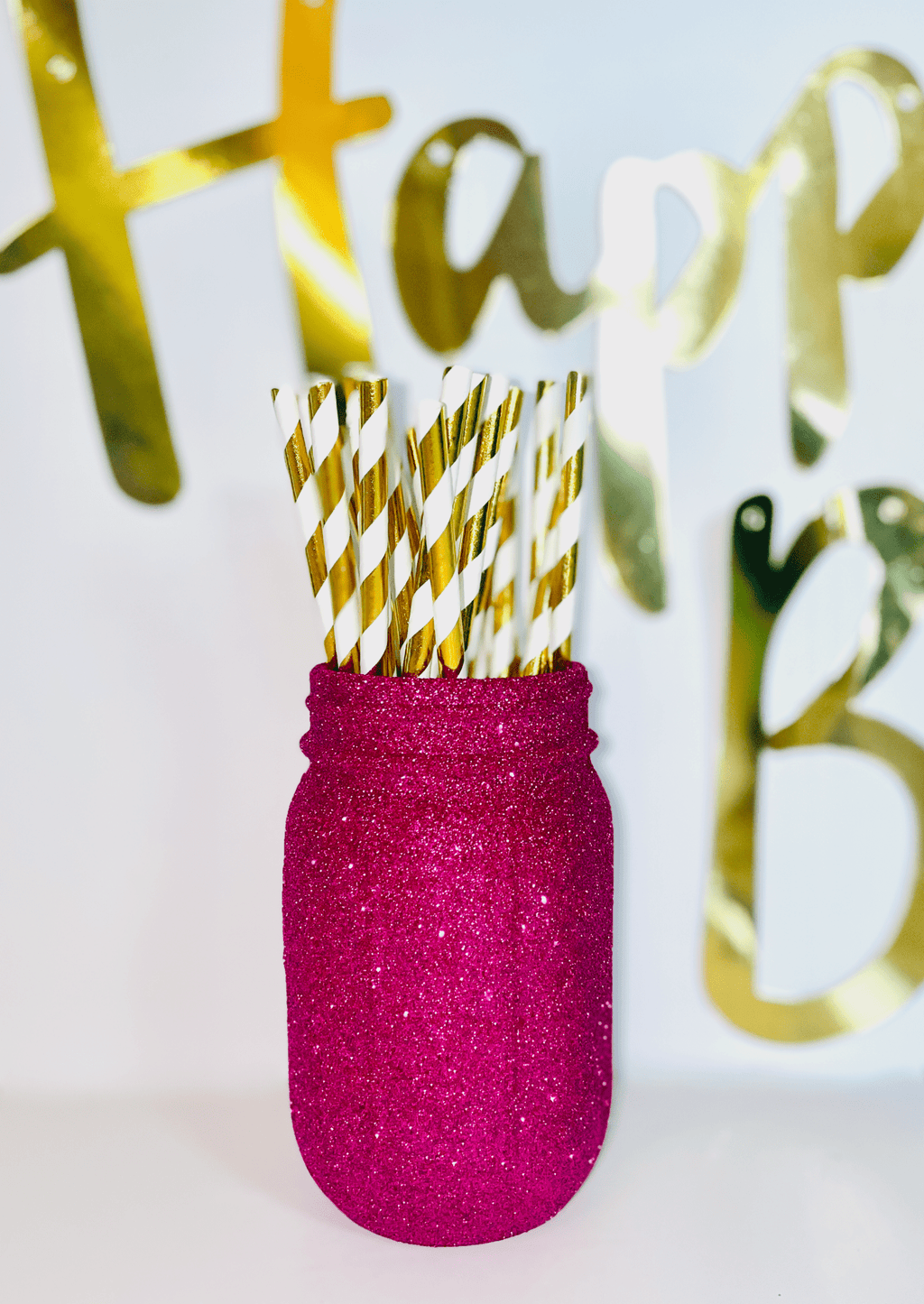 Fuchsia Glitter Decorative Jar - KLC Creation