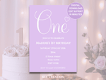 Load image into Gallery viewer, Mauve 1st Birthday Invitation Template - KLC Creation
