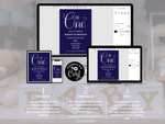Load image into Gallery viewer, Navy Blue First Birthday Invite Template - KLC Creation
