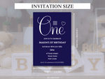 Load image into Gallery viewer, Navy Blue First Birthday Invite Template - KLC Creation
