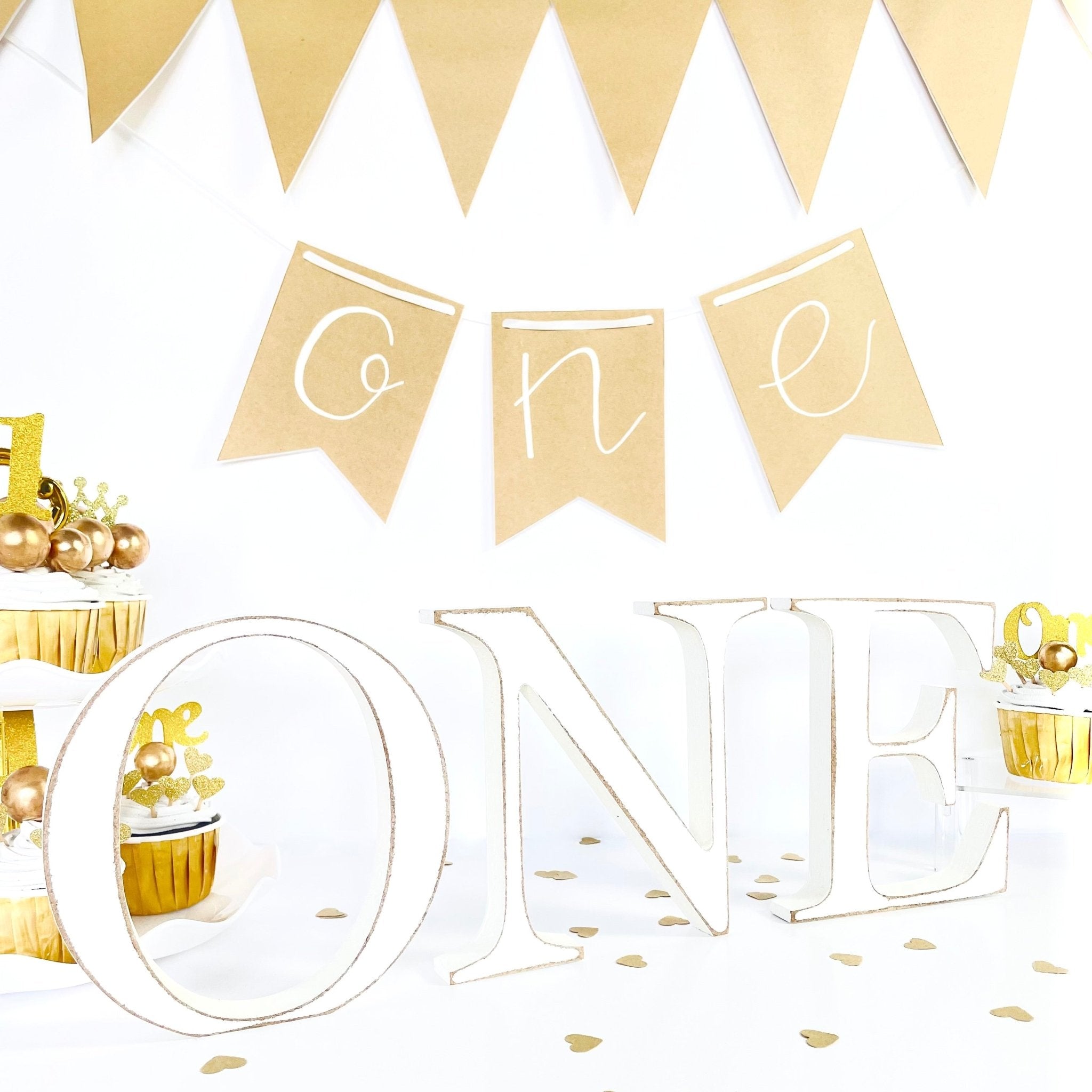 Neutral First Birthday ONE Banner - KLC Creation