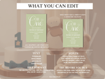 Load image into Gallery viewer, Olive Green First Birthday Digital Invite Template - KLC Creation
