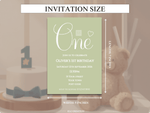 Load image into Gallery viewer, Olive Green First Birthday Digital Invite Template - KLC Creation
