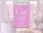 Load image into Gallery viewer, Pink 1st Birthday Digital Invitation Template - KLC Creation
