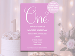 Load image into Gallery viewer, Pink 1st Birthday Digital Invitation Template - KLC Creation
