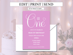 Load image into Gallery viewer, Pink 1st Birthday Digital Invitation Template - KLC Creation
