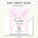 Load image into Gallery viewer, Pink Bunny Easter Brunch Invitation - KLC Creation

