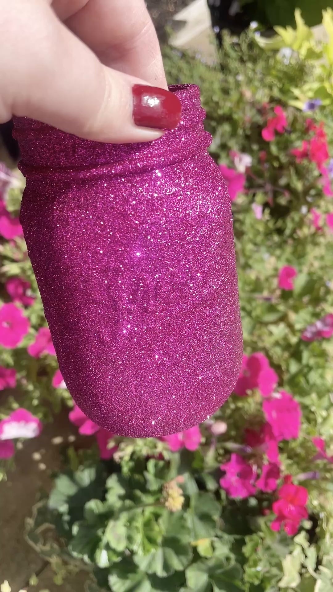 Fuchsia Glitter Decorative Jar