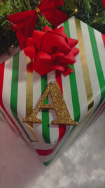 Load and play video in Gallery viewer, Gold Initial Letter Christmas Tree Decoration
