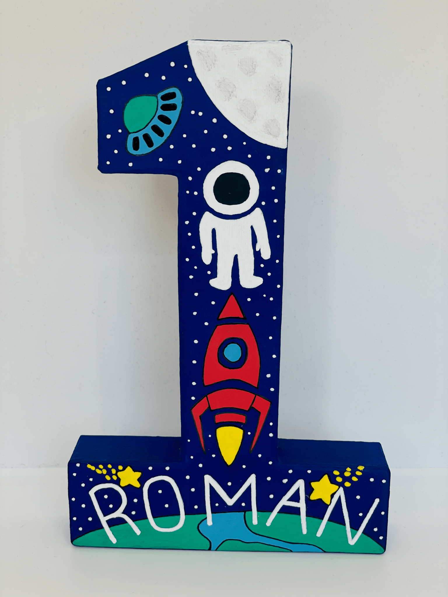 Space Theme Personalised Number 1 Birthday Prop - KLC Creation