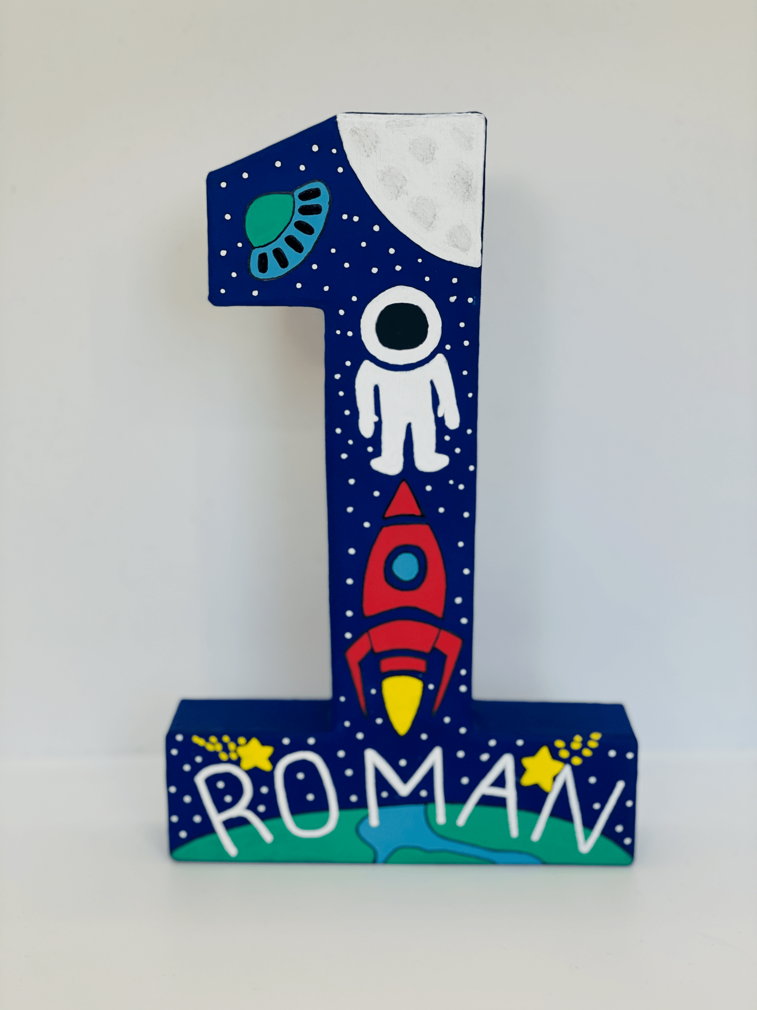 Space Theme Personalised Number 1 Birthday Prop - KLC Creation