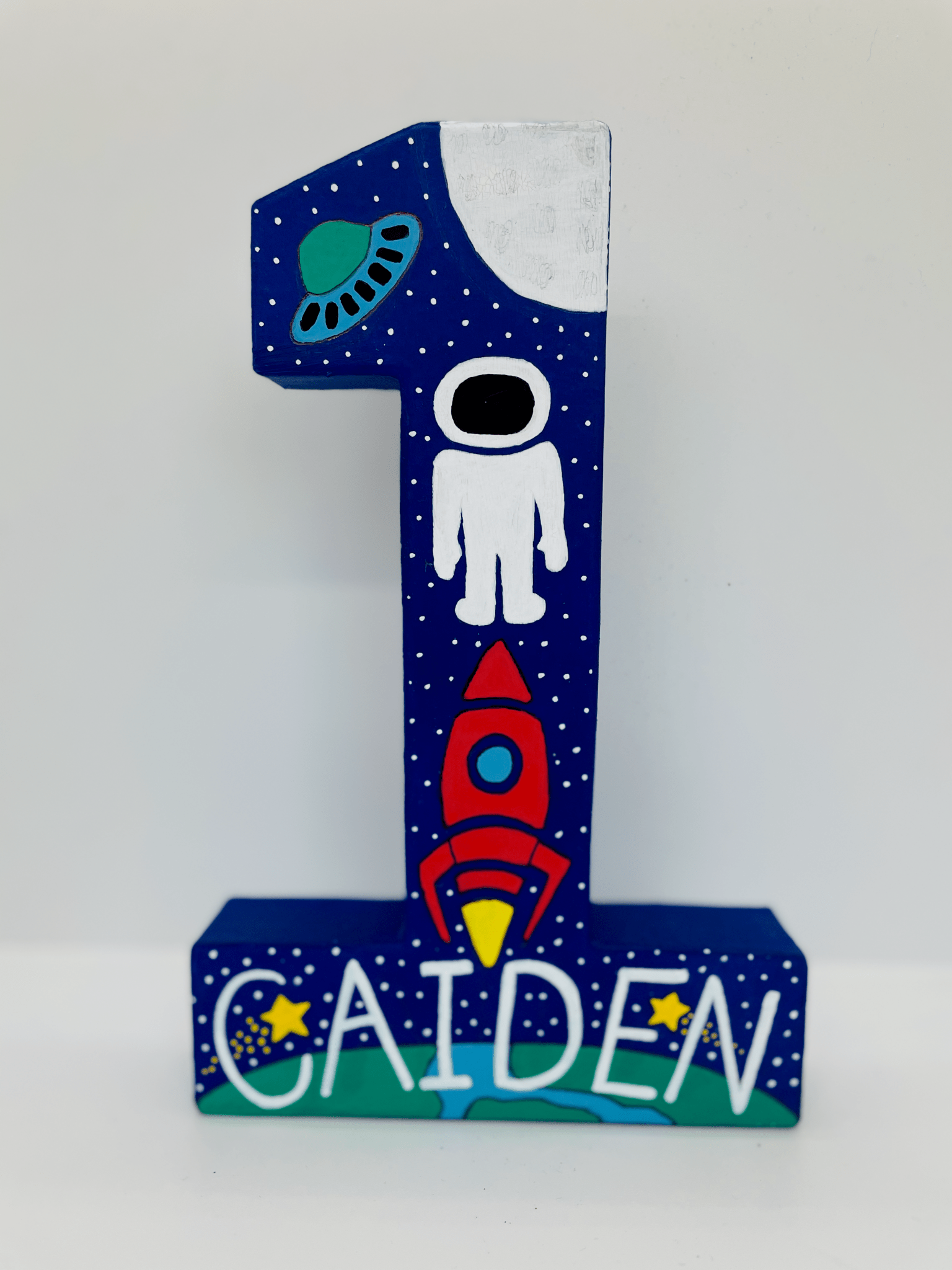 Space Theme Personalised Number 1 Birthday Prop - KLC Creation