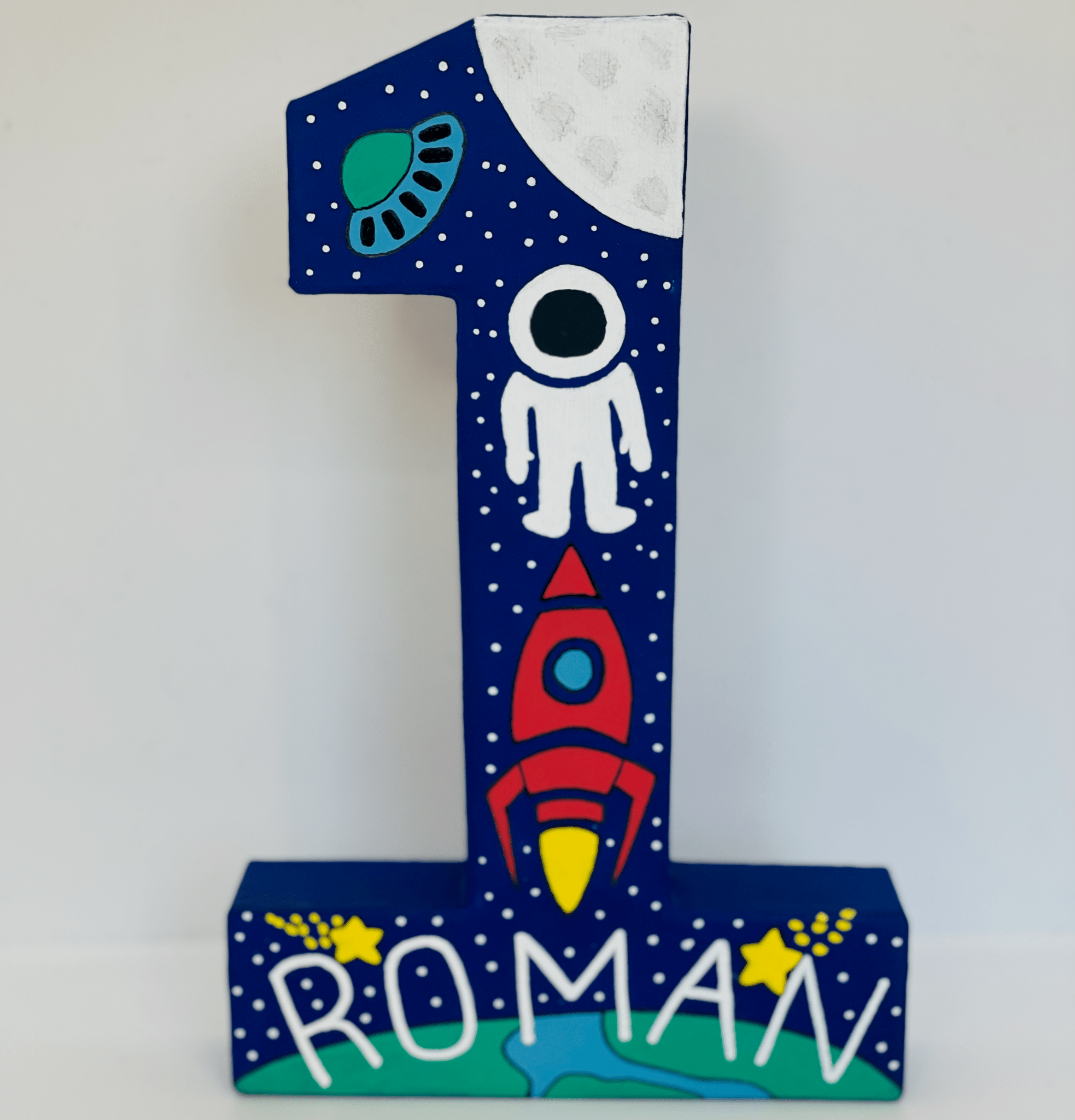 Space Theme Personalised Number 1 Birthday Prop - KLC Creation