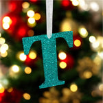 Load image into Gallery viewer, Teal Glitter Initial Christmas Decoration - KLC Creation
