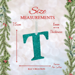 Load image into Gallery viewer, Teal Glitter Initial Christmas Decoration - KLC Creation
