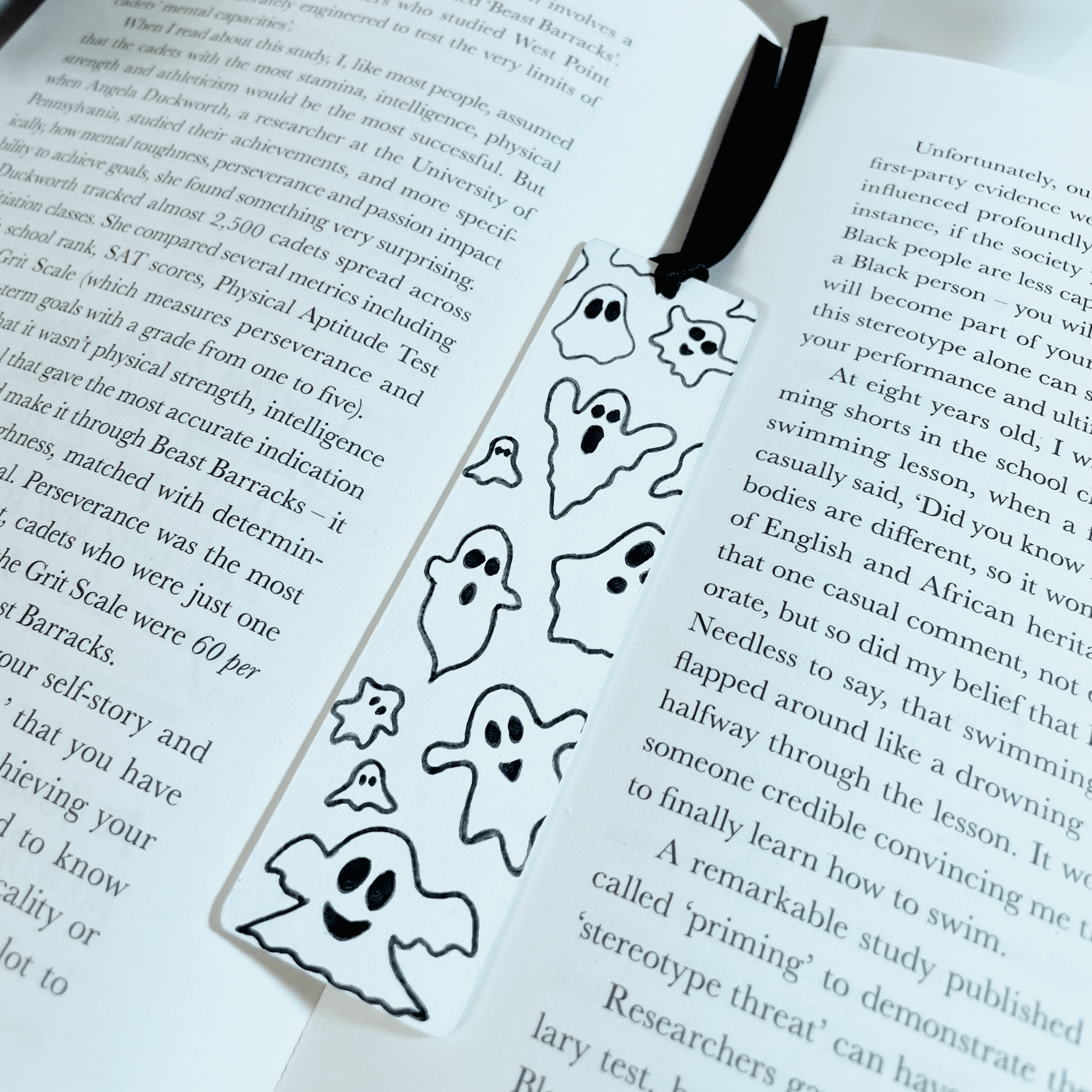 White & Black Ghost Bookmark - KLC Creation